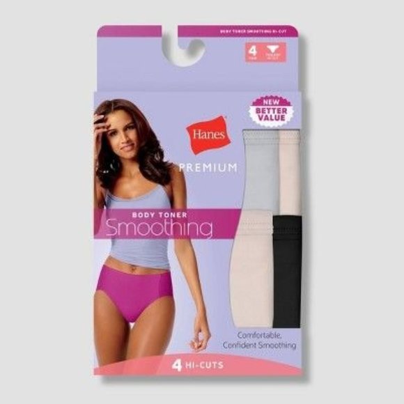 Women's 4pk Tummy Control Hi-Cut Underwear Hanes Premium Multicolored Large - Picture 5 of 9